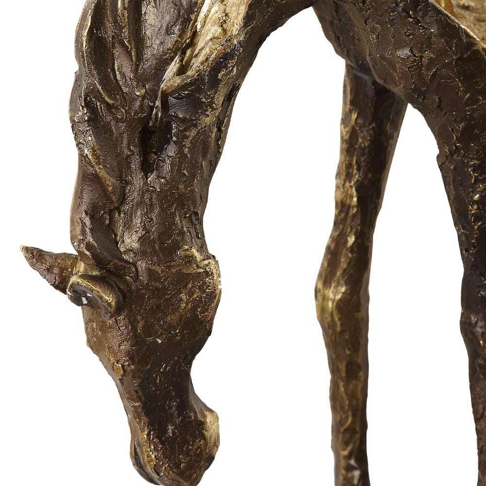 Antiqued Bronze Grazing Horse Sculpture