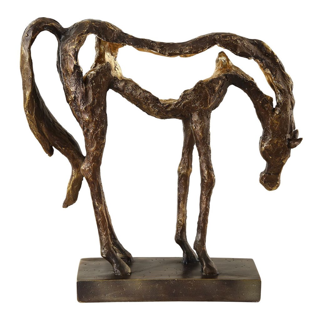 Antiqued Bronze Grazing Horse Sculpture