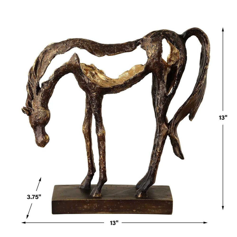 Antiqued Bronze Grazing Horse Sculpture