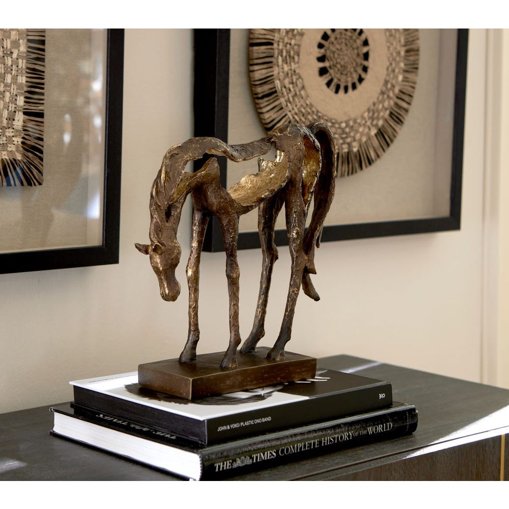 Antiqued Bronze Grazing Horse Sculpture