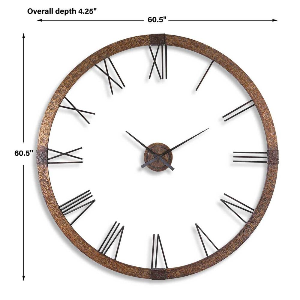 Oversized Hammered Copper Wall Clock