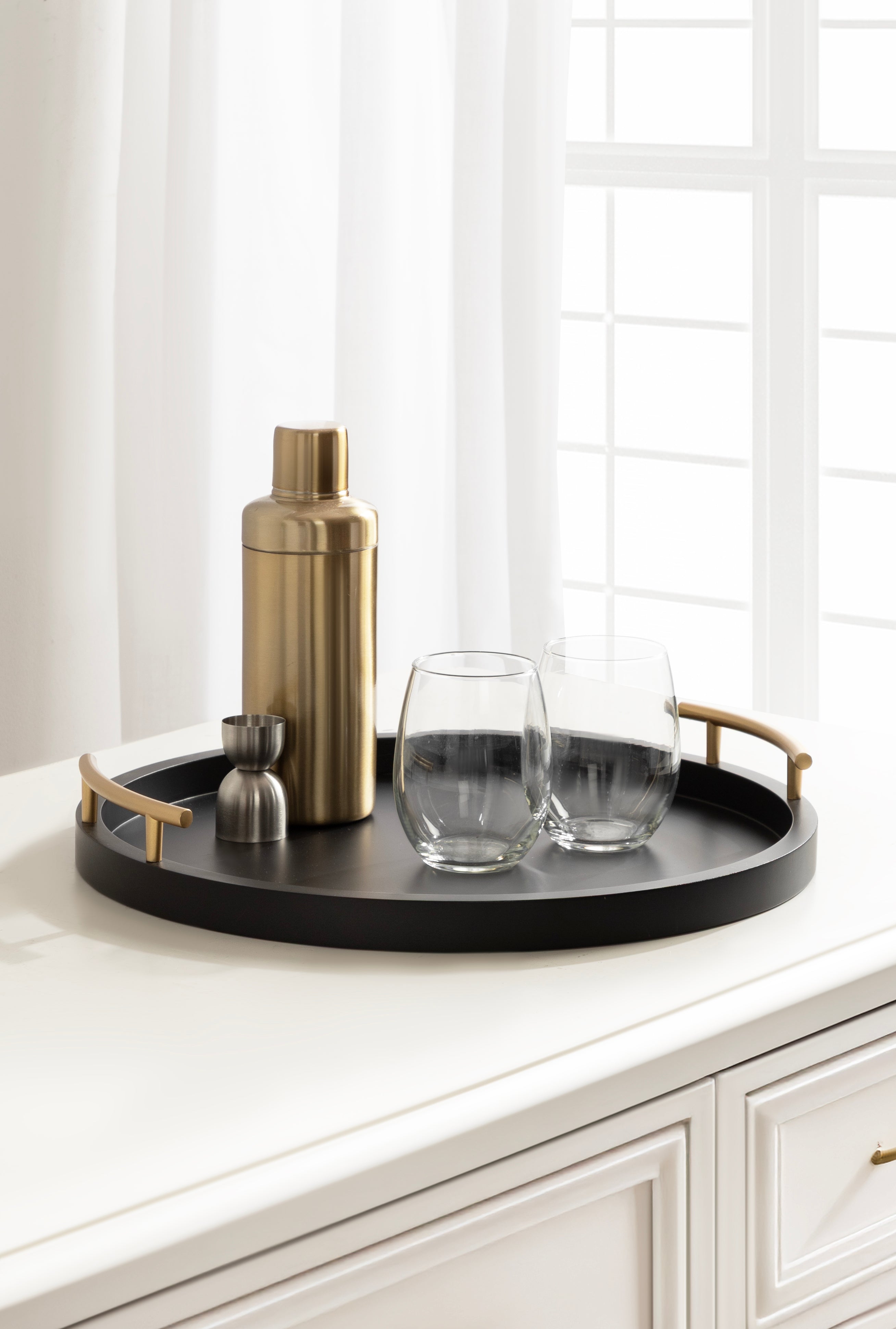 Halsey Wood Round Decorative Tray