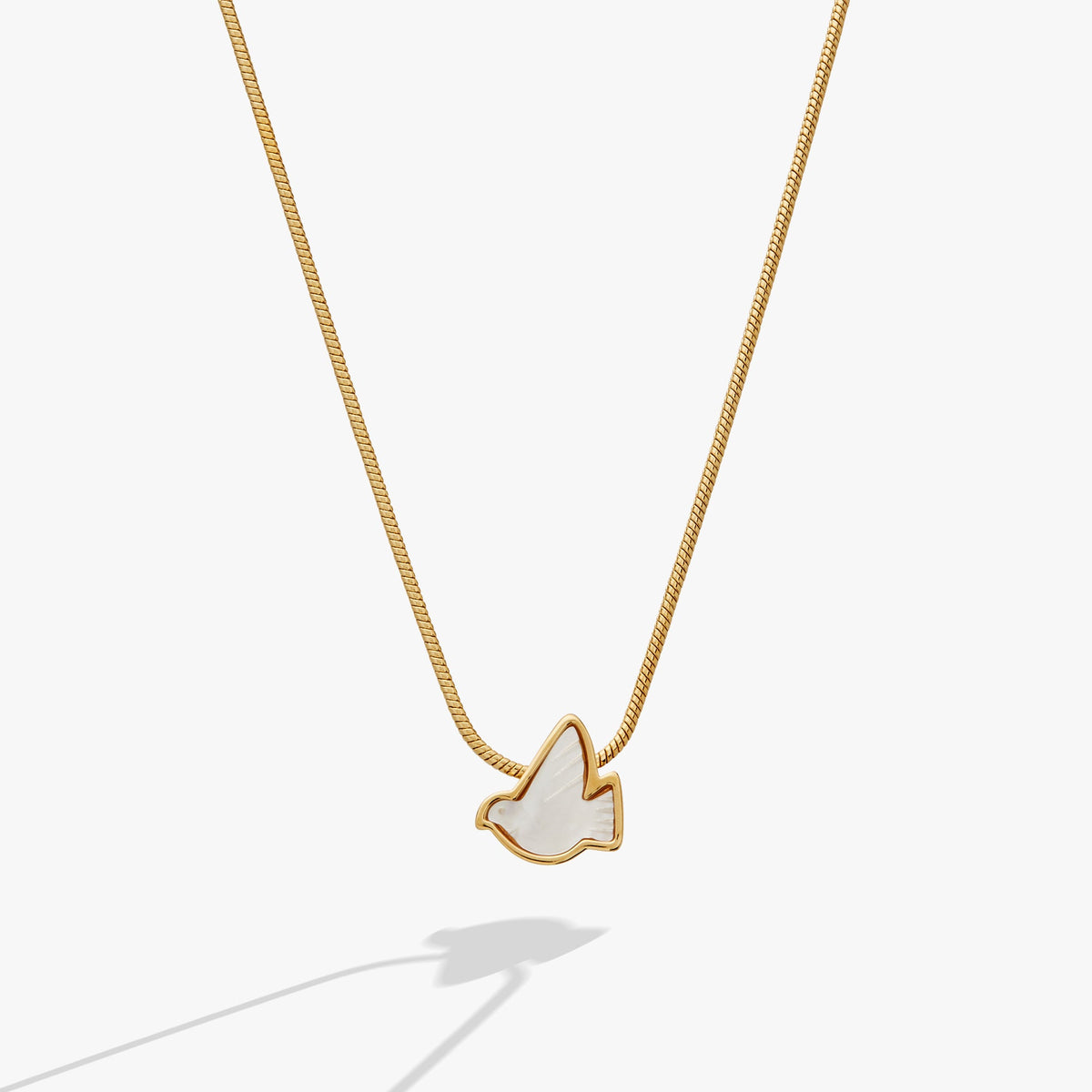 Pearlized Dove 'Peace' Slider Necklace