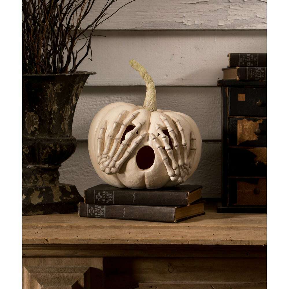 Peek-a-Boo Pumpkin White Halloween Decor by Bethany Lowe Designs