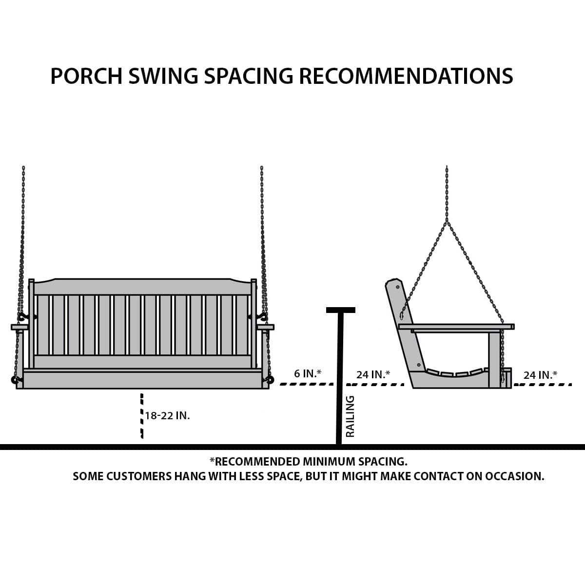 Amish Casual 4 Foot Roll Back Porch Swing in Oak with Clearcoat