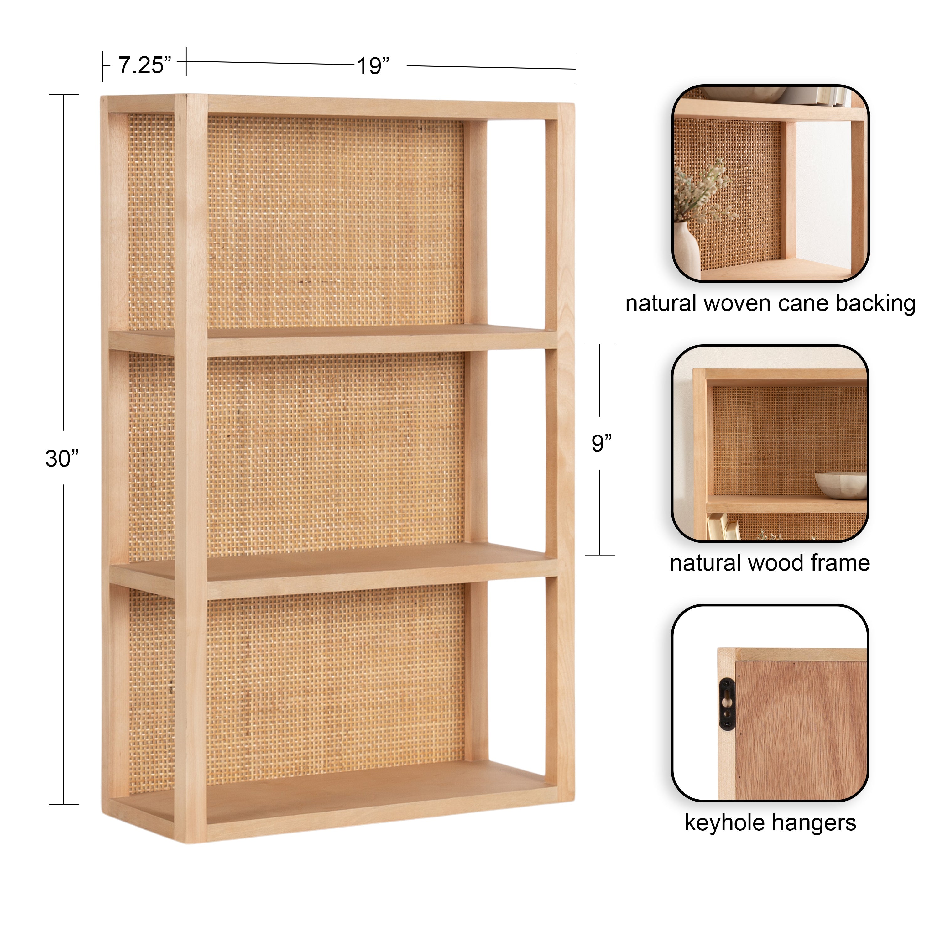Ori Rattan/Wood Wall Shelf