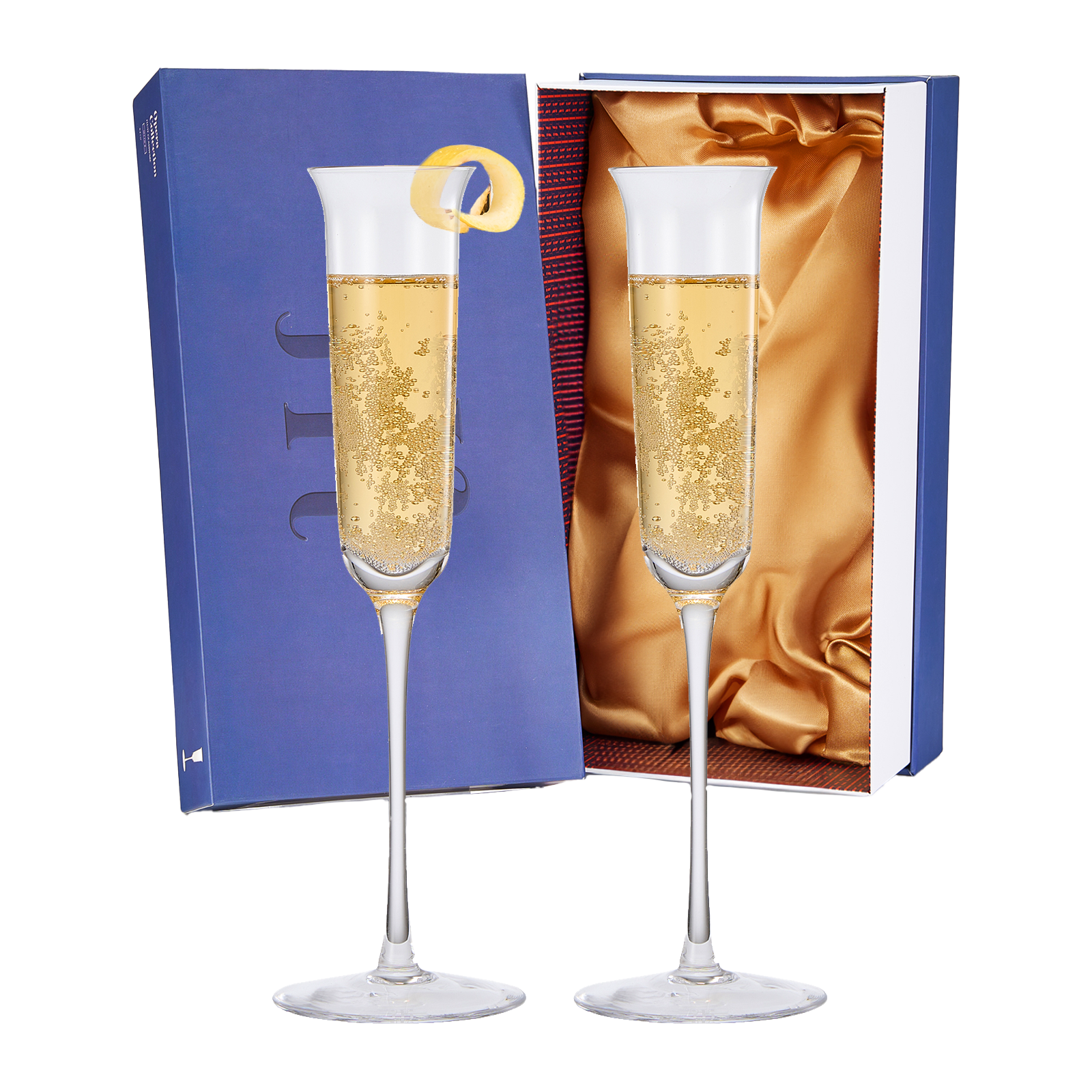 Vintage Crystal Champaign Flute Glasses Set Of 2 Clear Radiance Hand Blown Crystal Champagne Glasses
