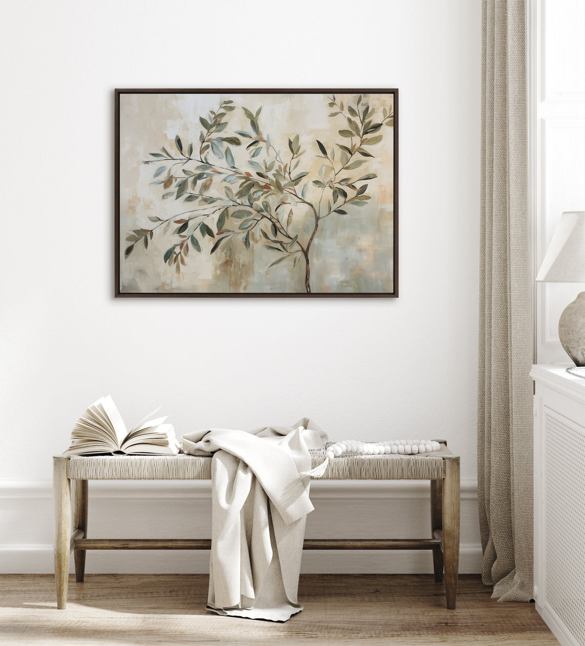 Sylvie Olive Tree Abstract Framed Canvas by The Creative Bunch Studio