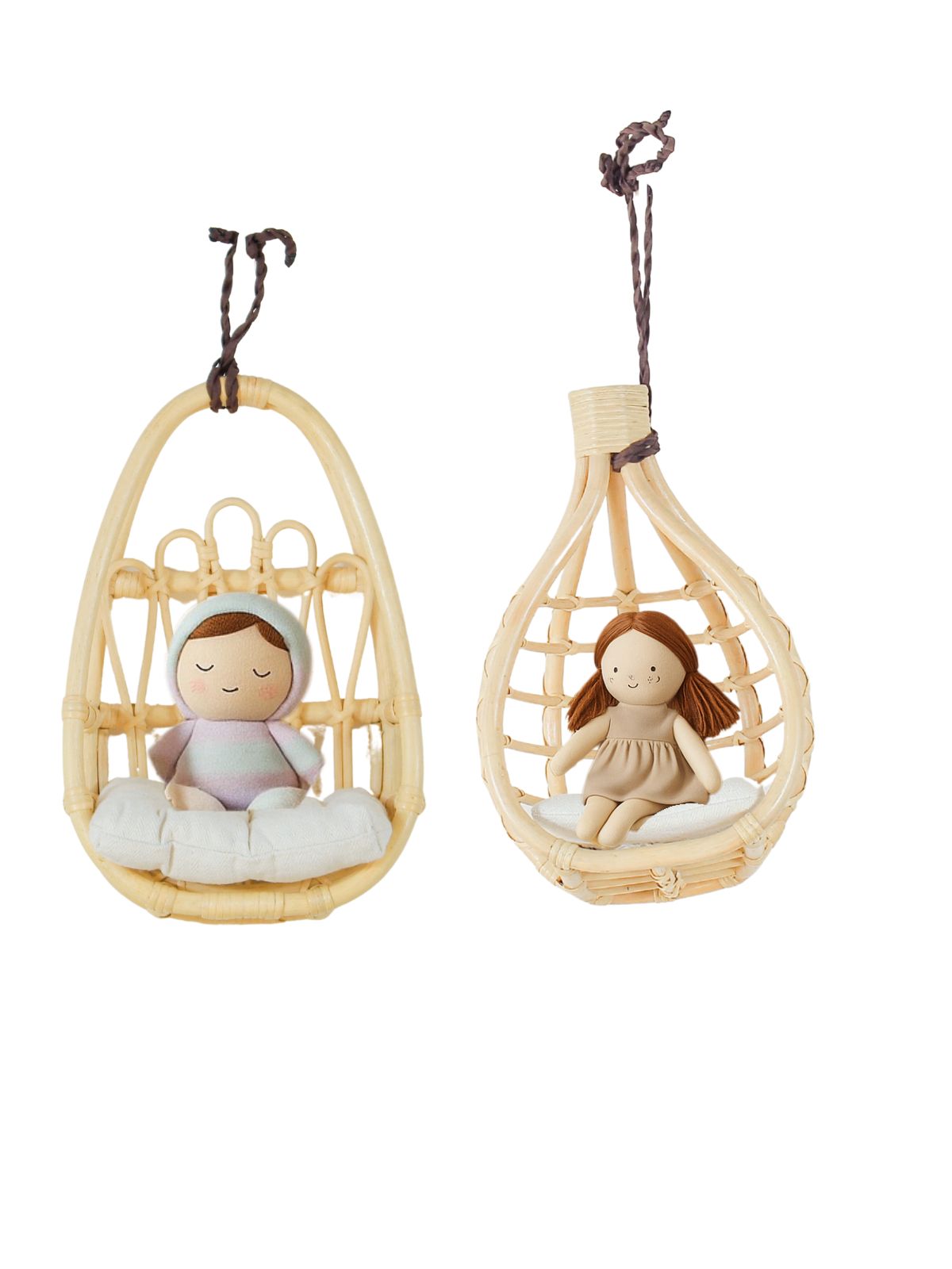 Rattan Doll Wall Hanger Chair – Boho Kids Room Decor & Gift for Girls | Handmade Nursery Wall Basket for Dolls