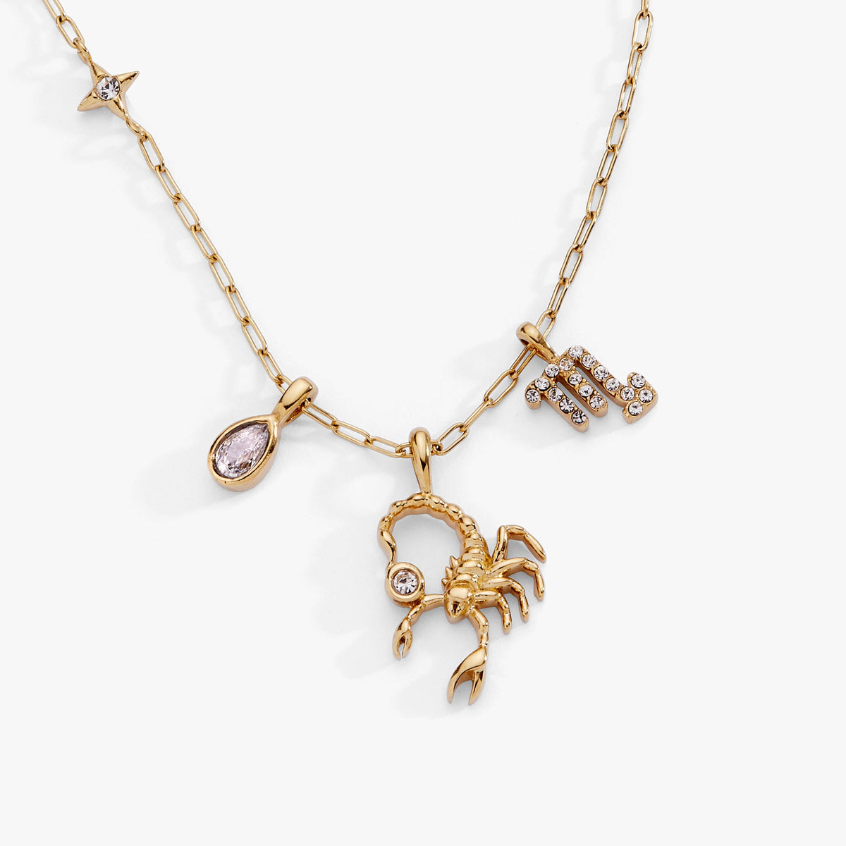 Scorpio Zodiac Charm Cluster Necklace