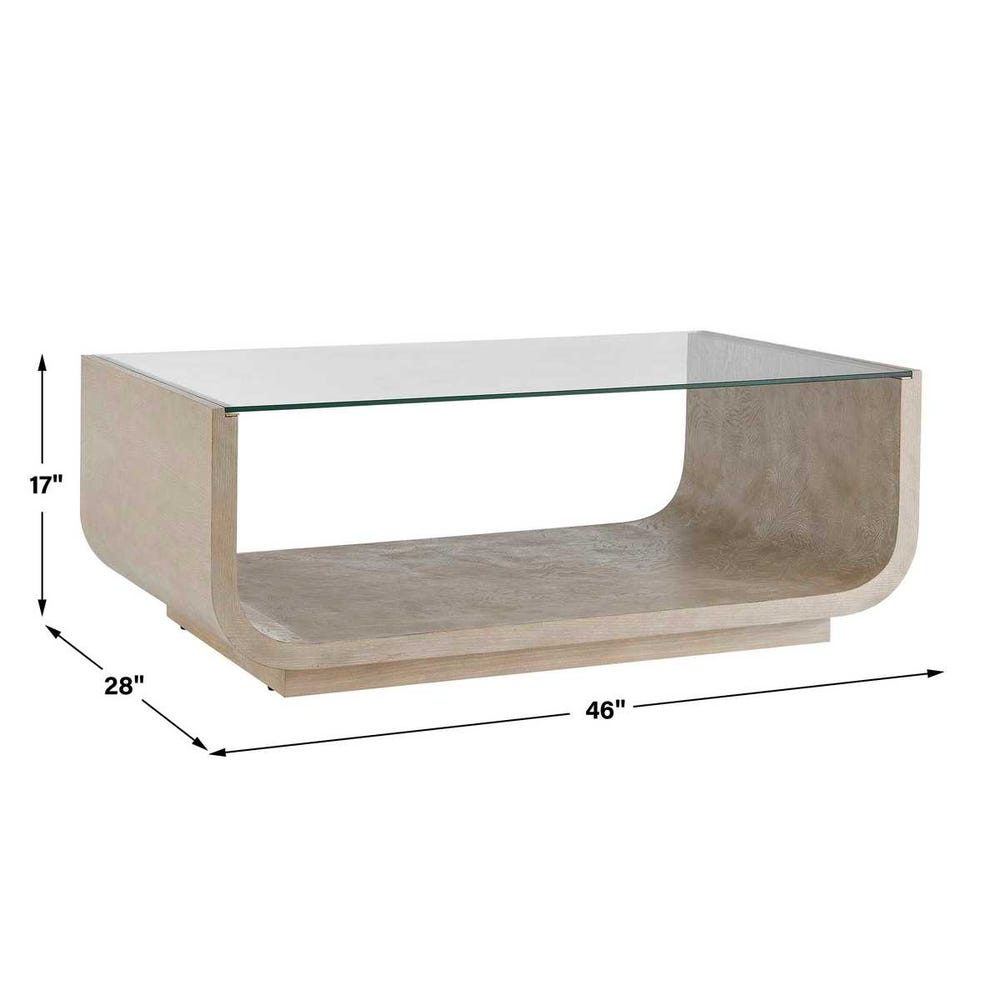Sculpted Burl Glass Coffee Table
