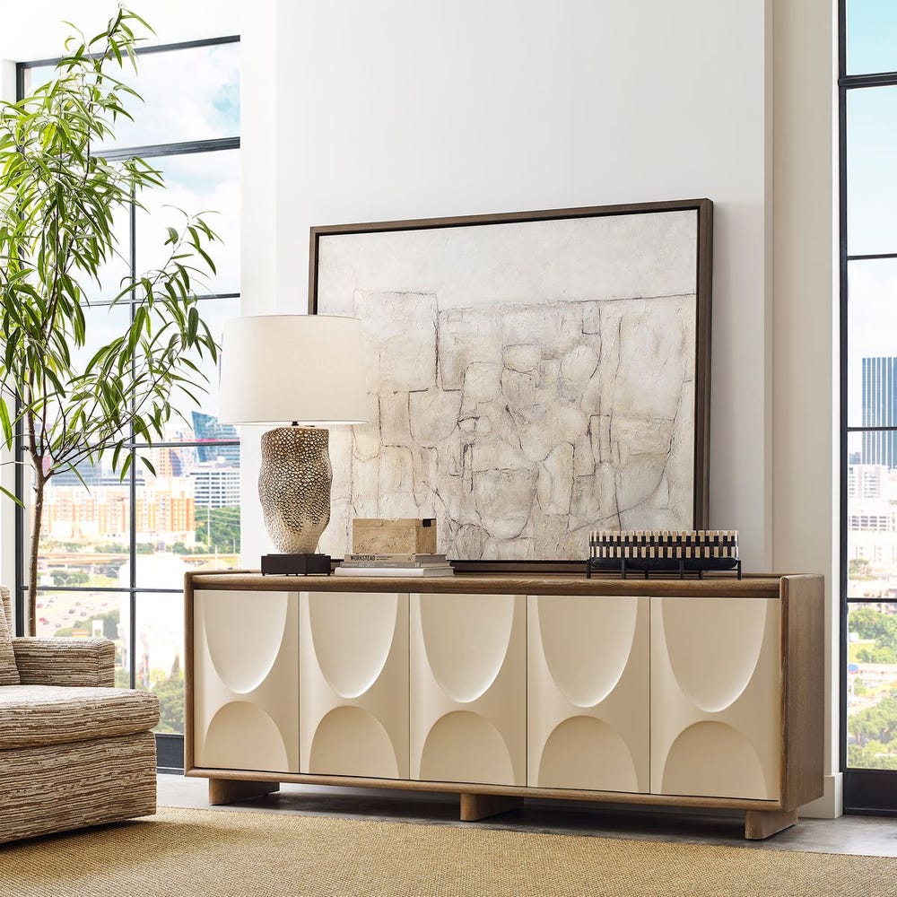 Sorella Sculptural White Oak 5-Door Cabinet