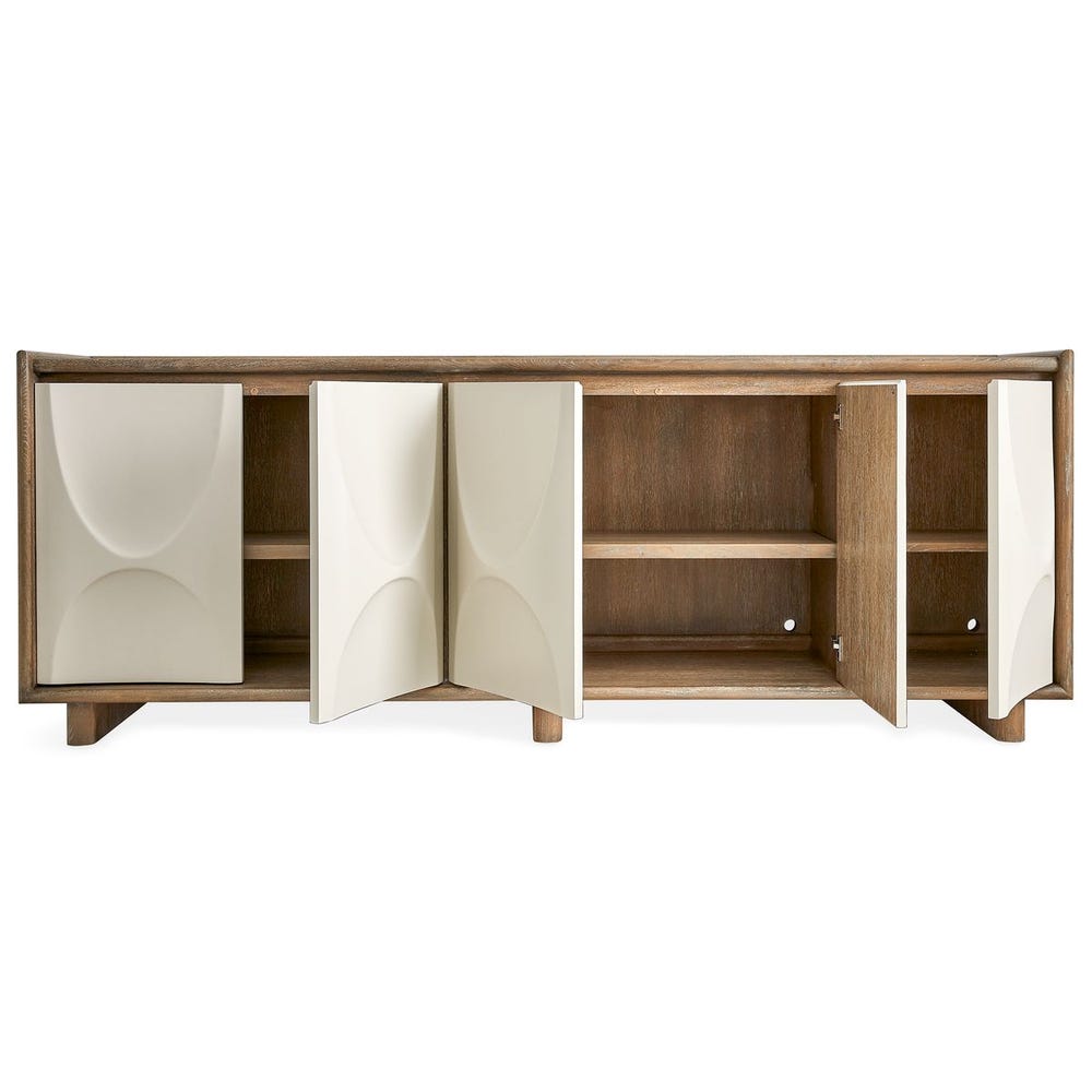 Sorella Sculptural White Oak 5-Door Cabinet