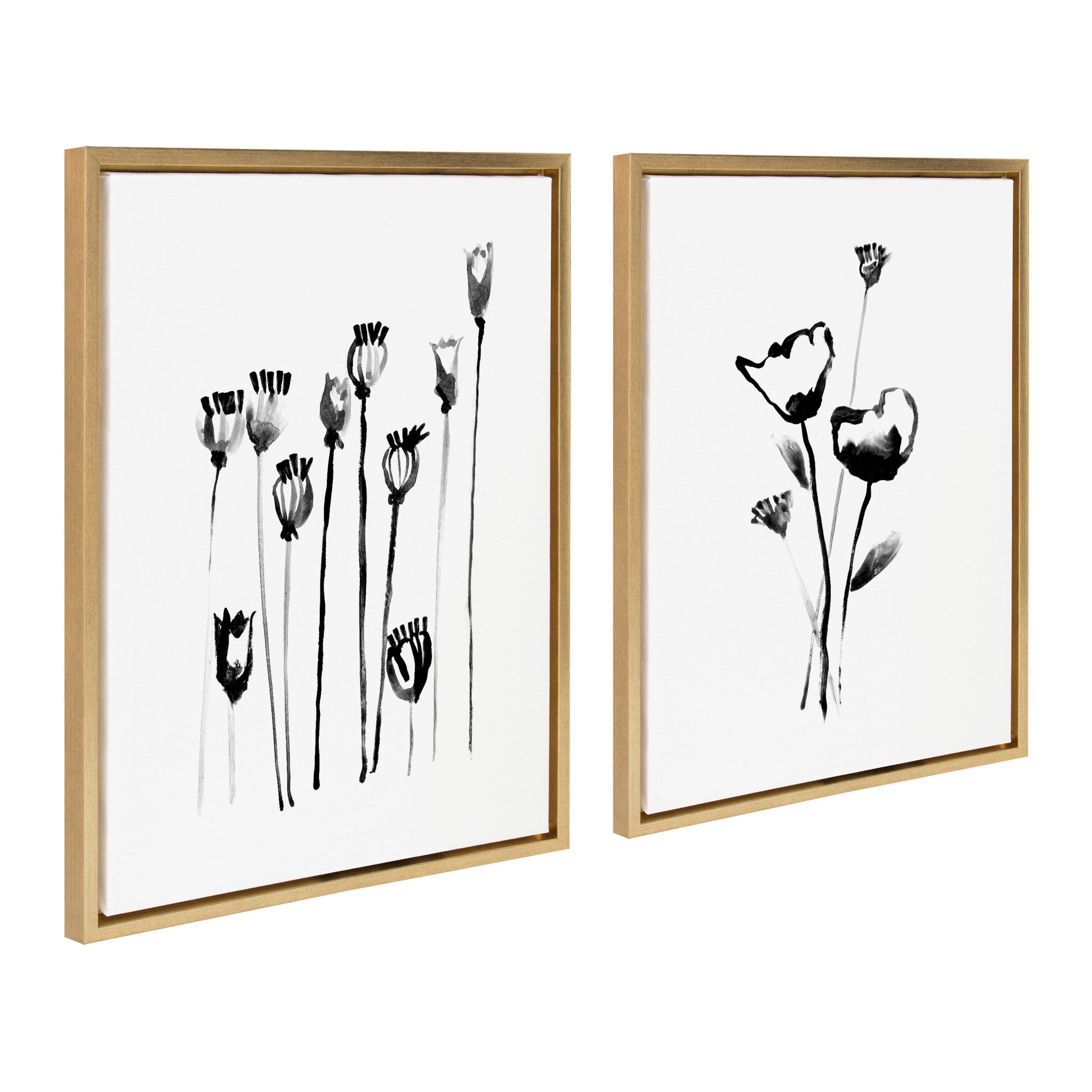 Sylvie Wildflowers and Seed Pods Framed Canvas Set by Teju Reval of SnazzyHues