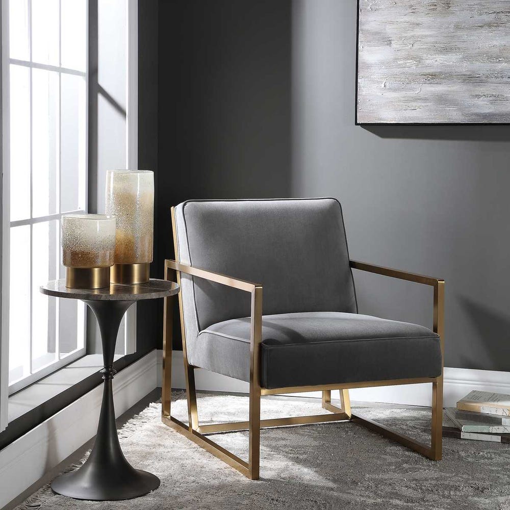 Hollis Slate Velvet Accent Chair