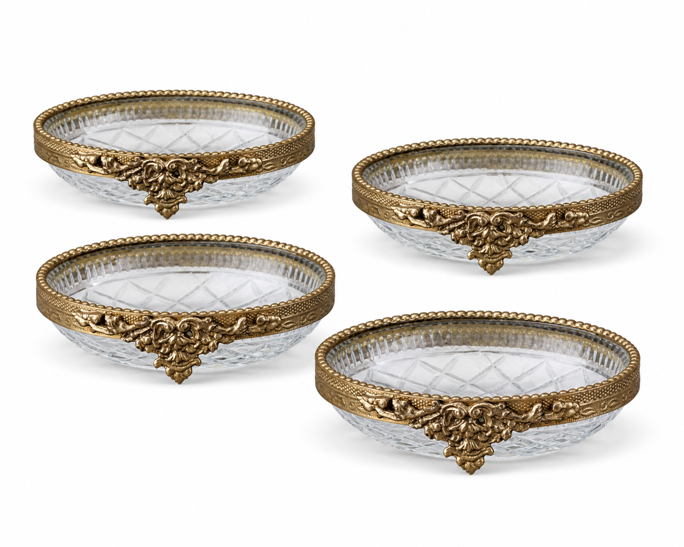 Madame Gilded Glass Soap Dishes, Set of 4