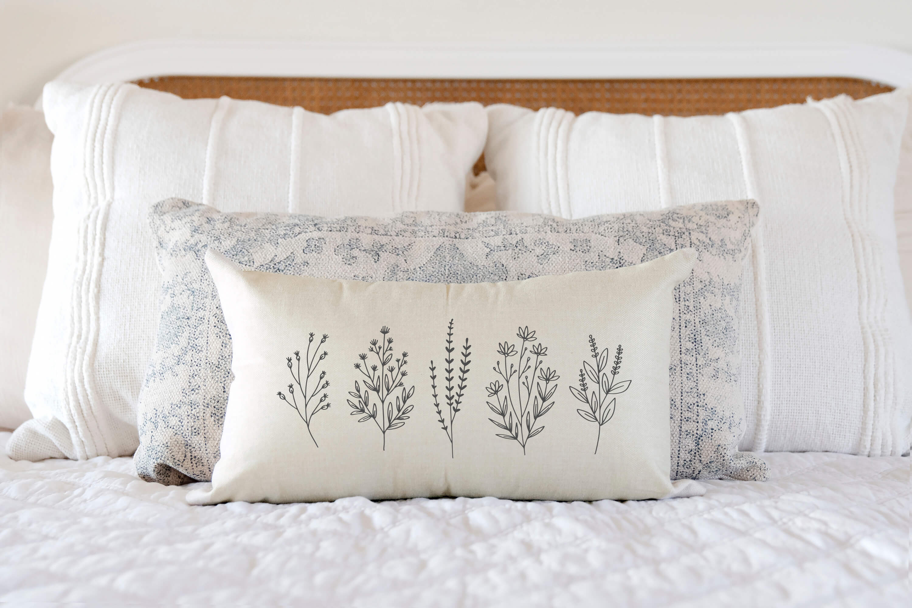 Floral Sprigs- Spring Pillow Cover 12x20 inch