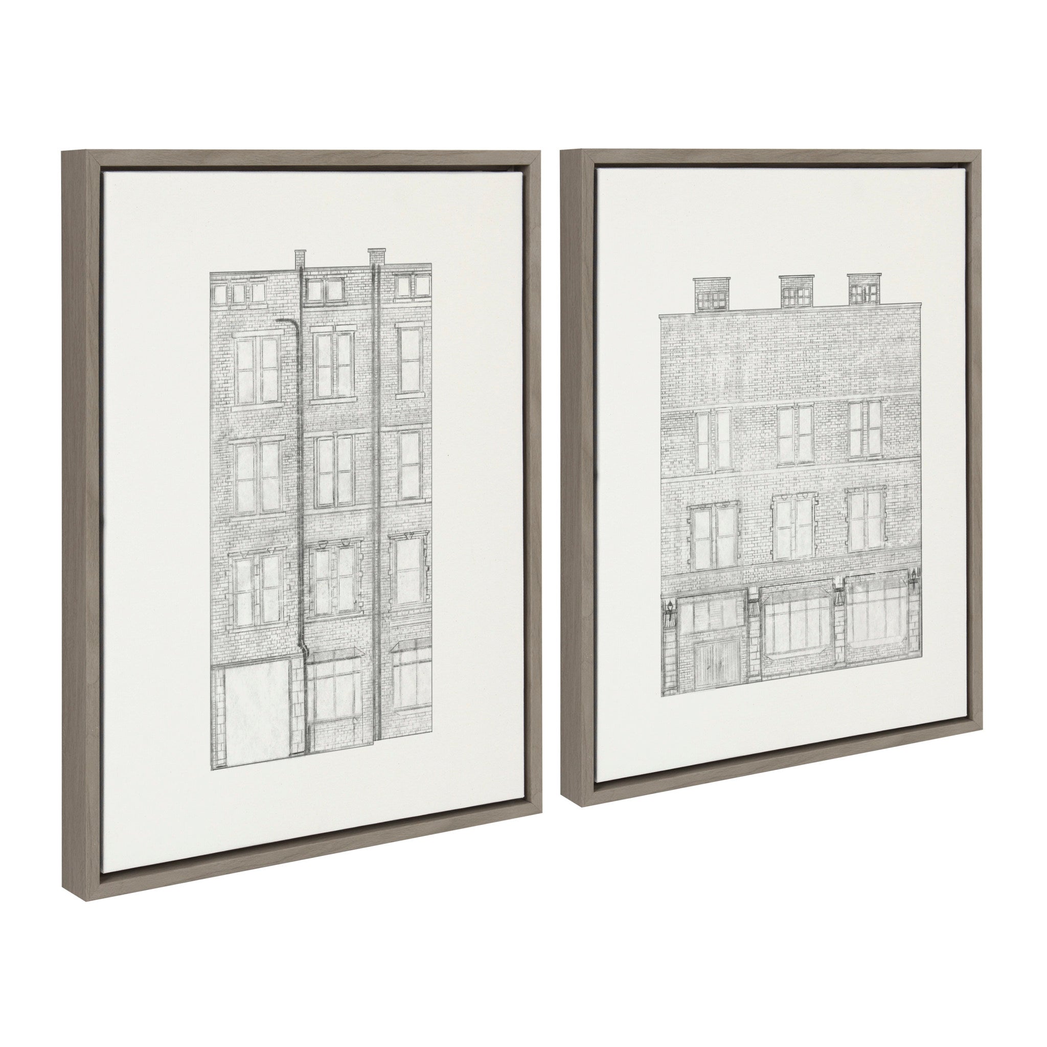Sylvie Brick Building Façade 1 and Brick Building Façade 4 Framed Canvas Set by Viola Kreczmer