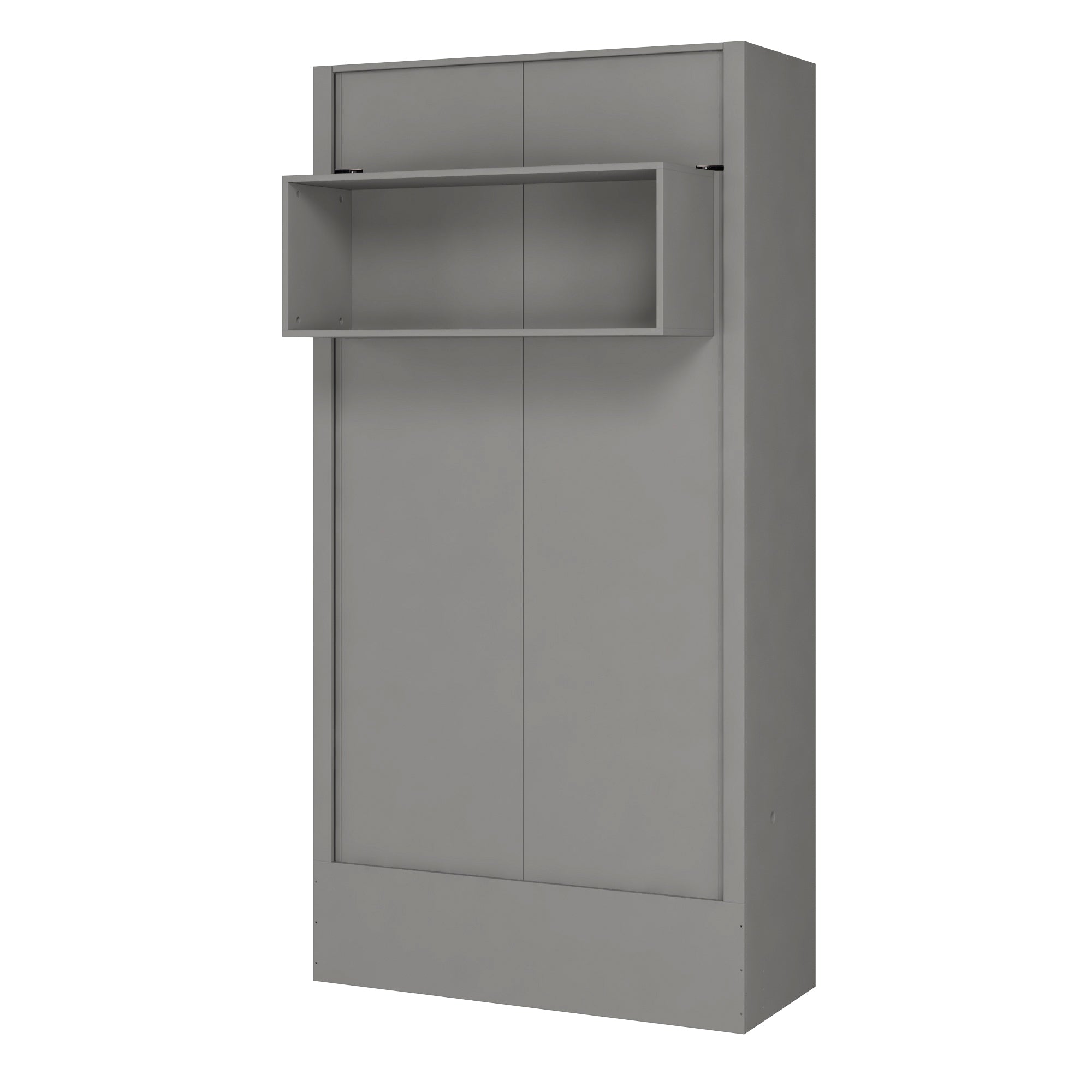 Easy-Lift Twin Murphy Wall Bed in Grey with Shelf