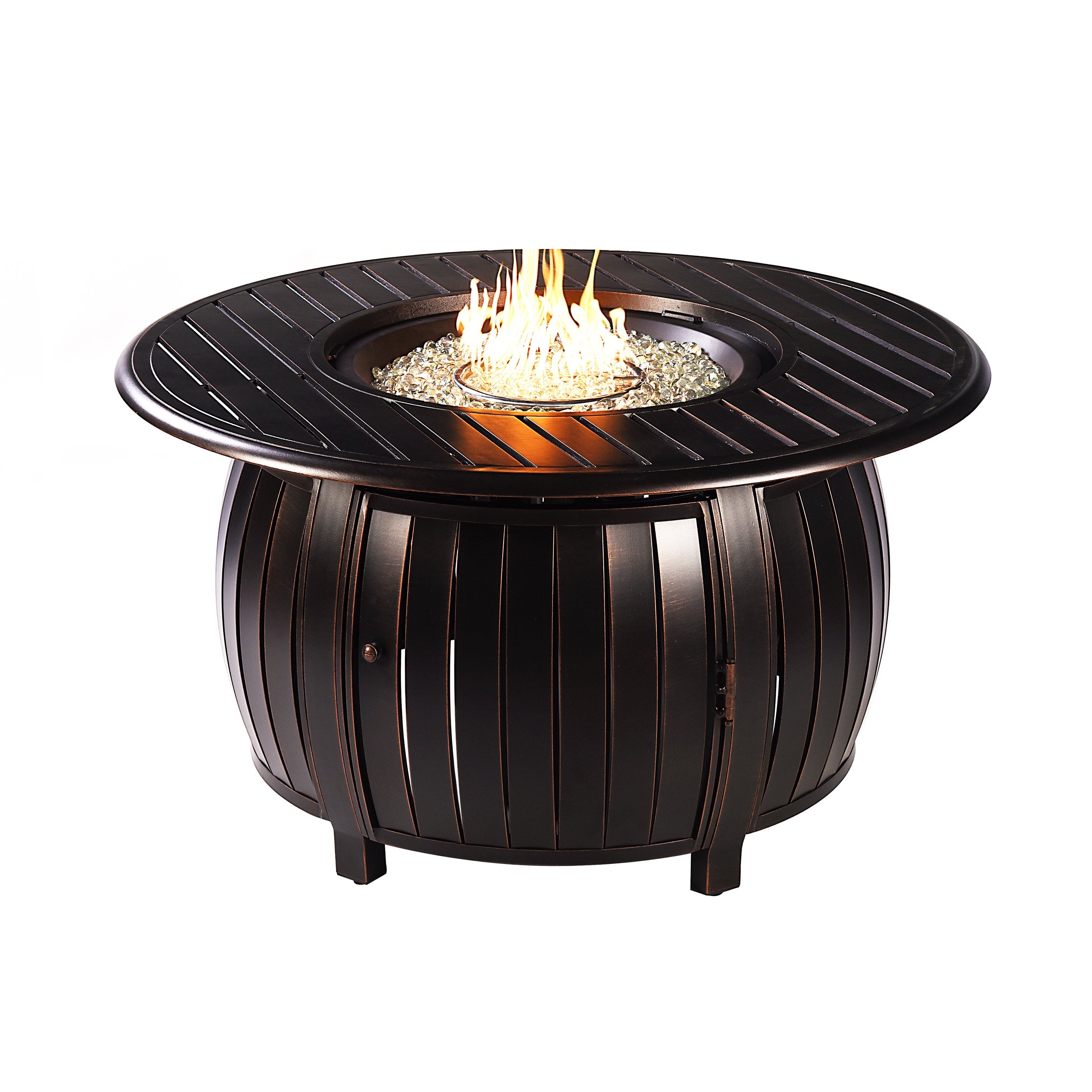 Black Aluminum Fire Table Set with Two Loveseats and Two Club Chairs