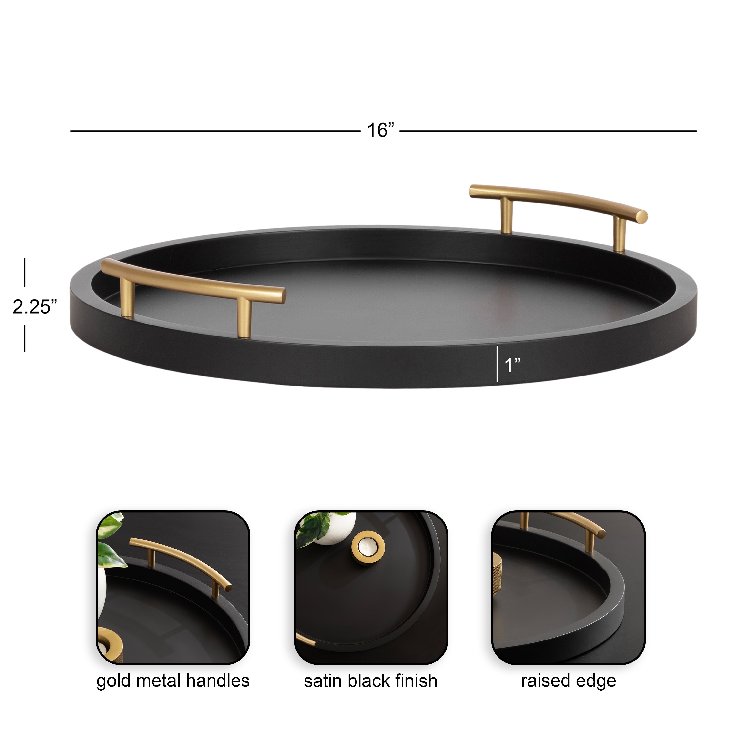 Halsey Wood Round Decorative Tray