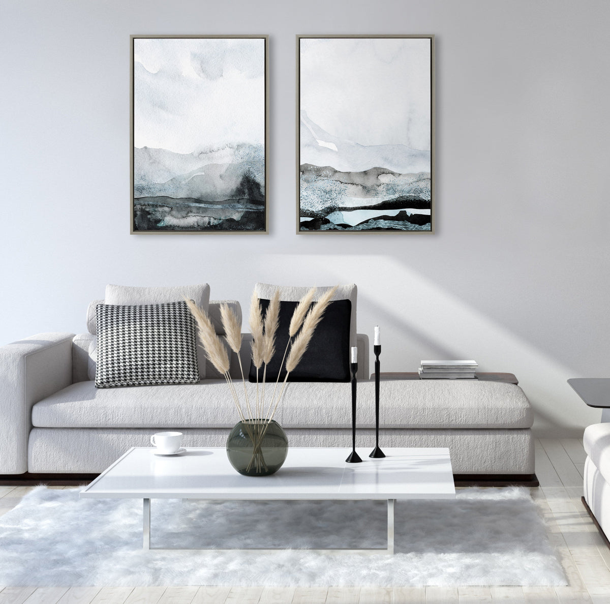 Sylvie Blue Layers Framed Canvas by Maja Mitrovic of Makes My Day Happy