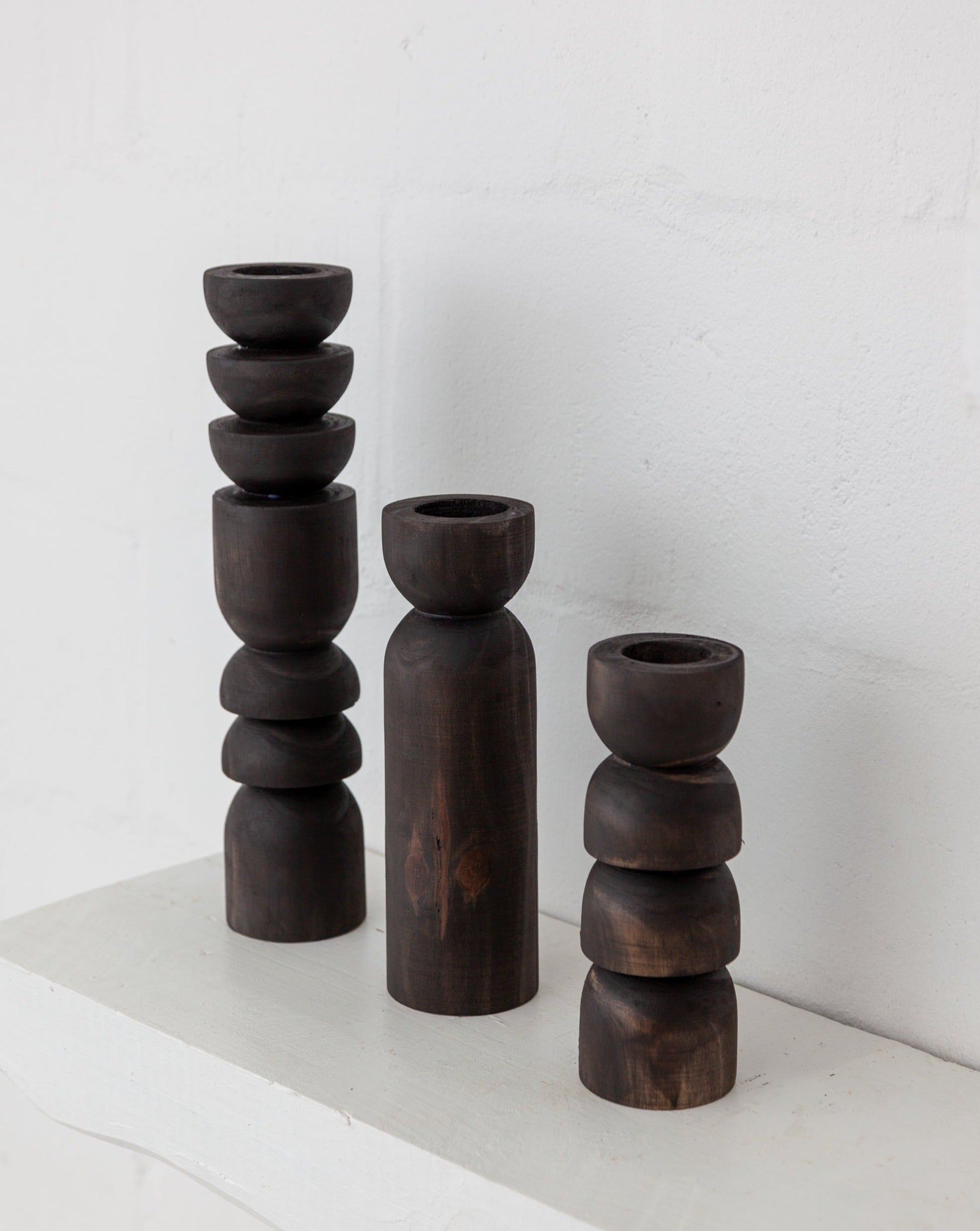 Abstract Wooden Tealight Totem Candle Holder