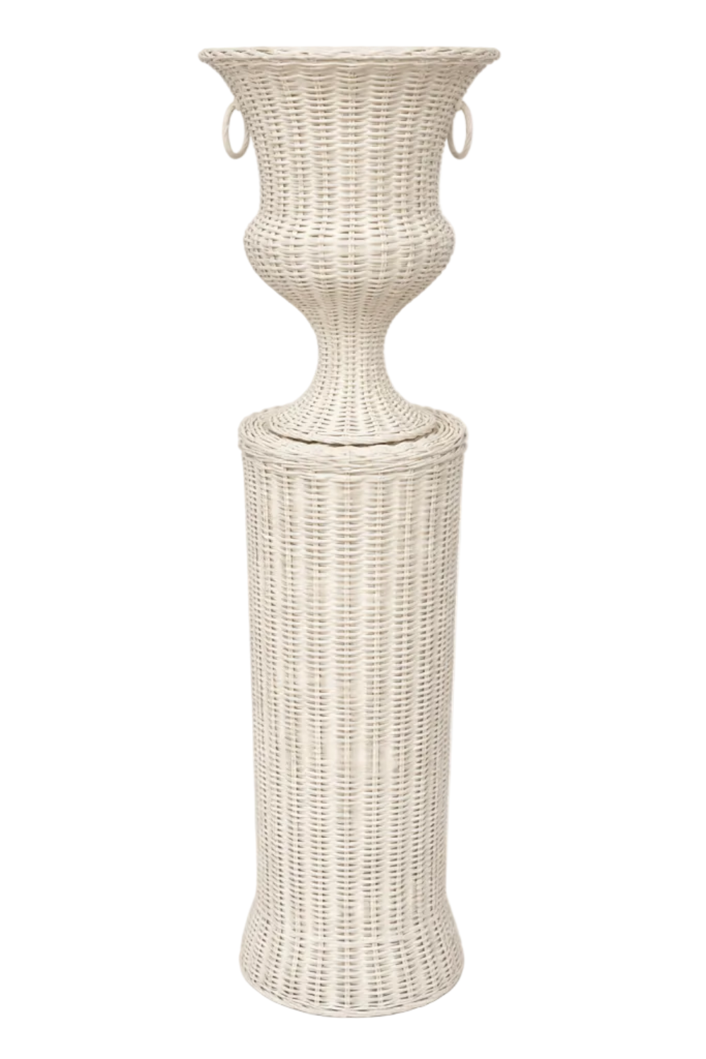 White Round Wicker Urn and Pedestal (2 Options)