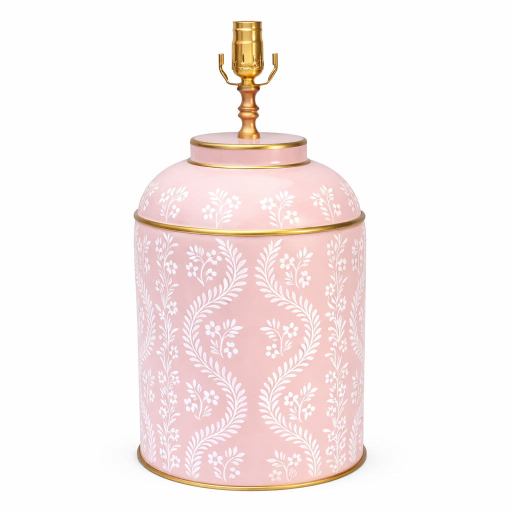 Pink Ikat Trellis Tea Caddy Lamp