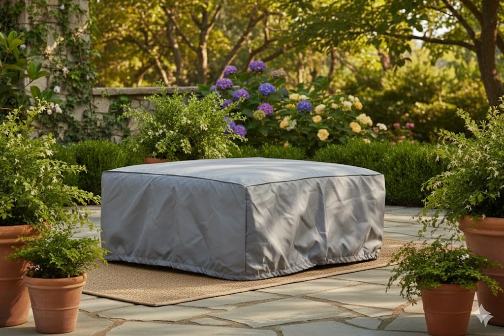 Imperial Grove Outdoor Solid Teak Wood Ottoman Upholstered Cushion