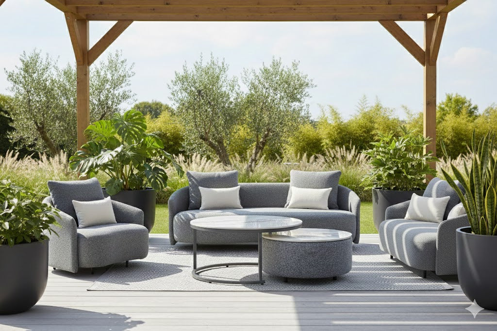 Serene Outdoor 6-Piece Lounge Set – 2-Sofas, Arm chair & Table Set