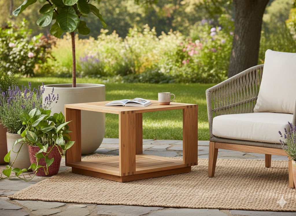 Imperial Grove Solid Teak Wood Outdoor End Table Stylish