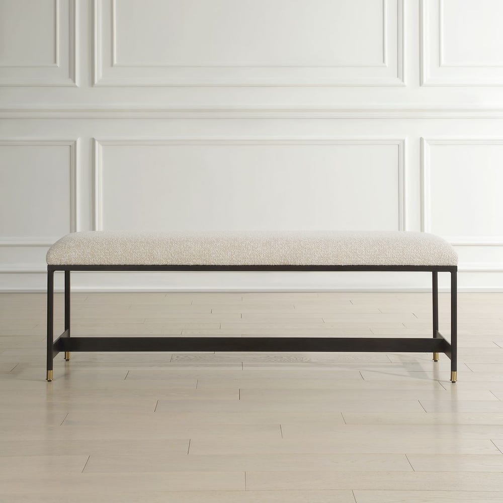 The Ellison Wool-Textured Upholstered Bench