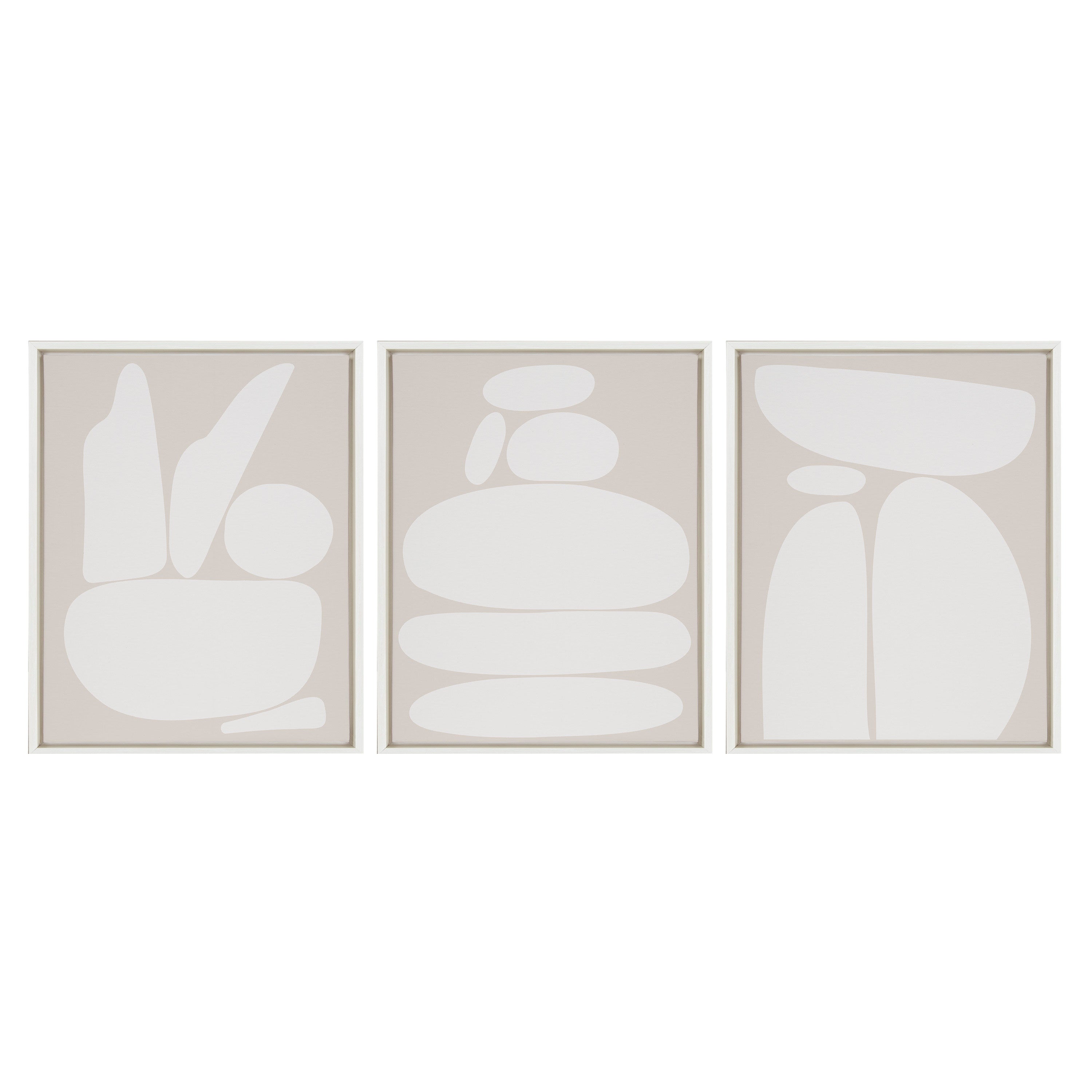 Sylvie Zen Rock Garden Neutral Framed Canvas Set by The Creative Bunch Studio