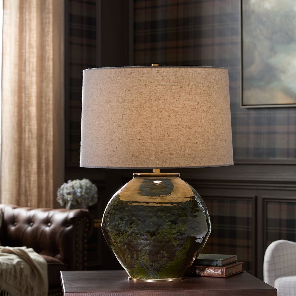 Vesper Blue & Moss Glazed Ceramic Table Lamp