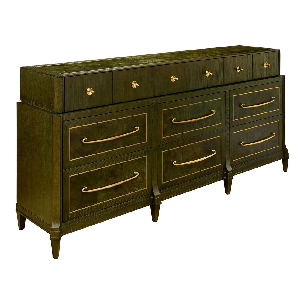 Virelle Olive Burl 9-Drawer Dresser