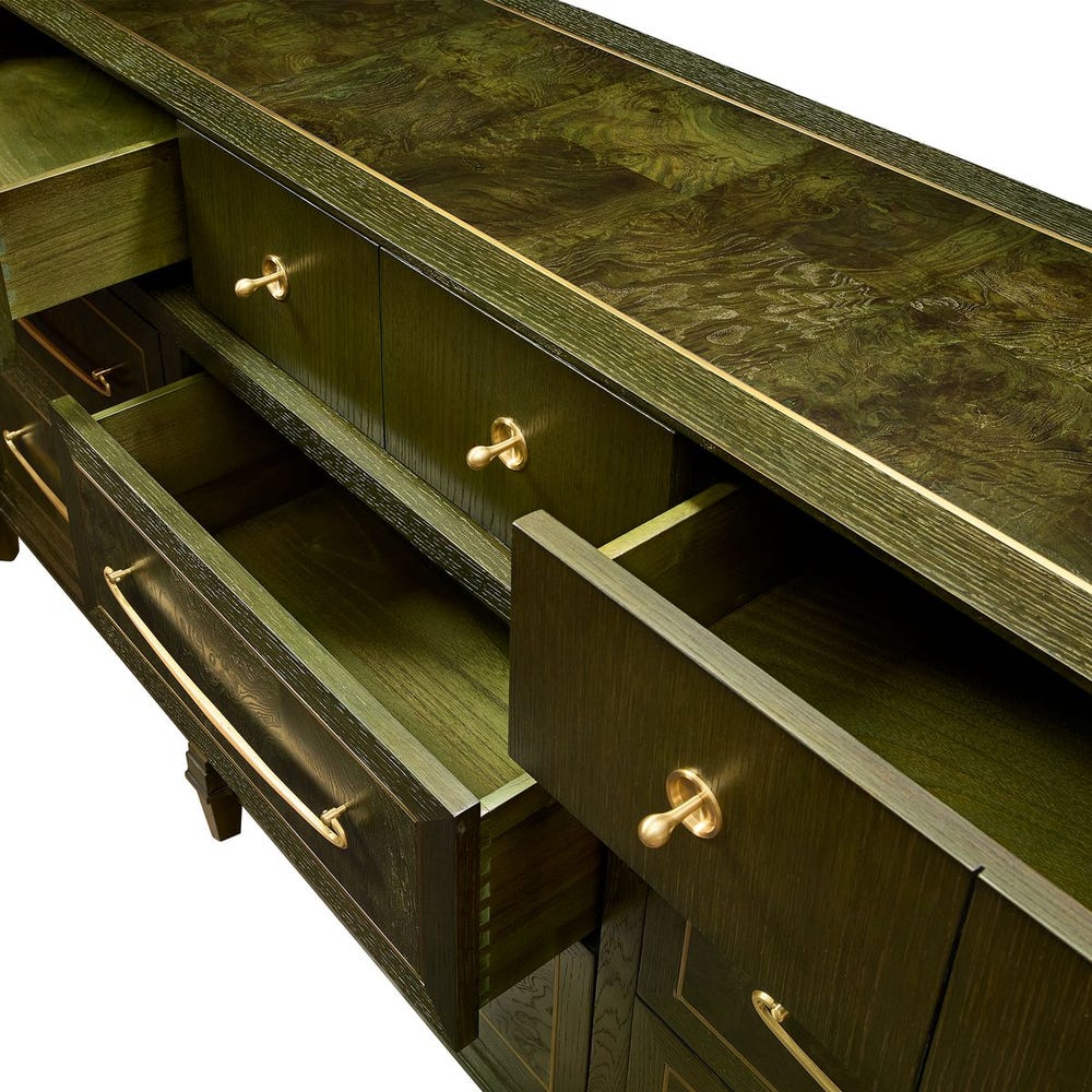 Virelle Olive Burl 9-Drawer Dresser