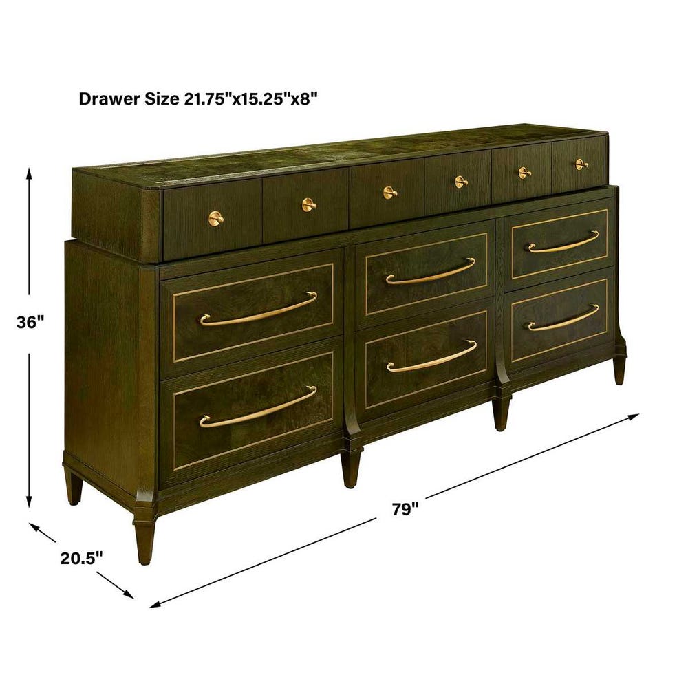 Virelle Olive Burl 9-Drawer Dresser