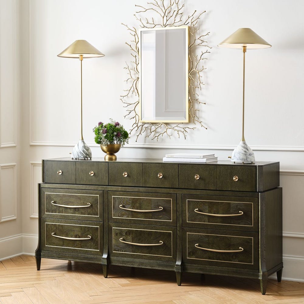 Virelle Olive Burl 9-Drawer Dresser
