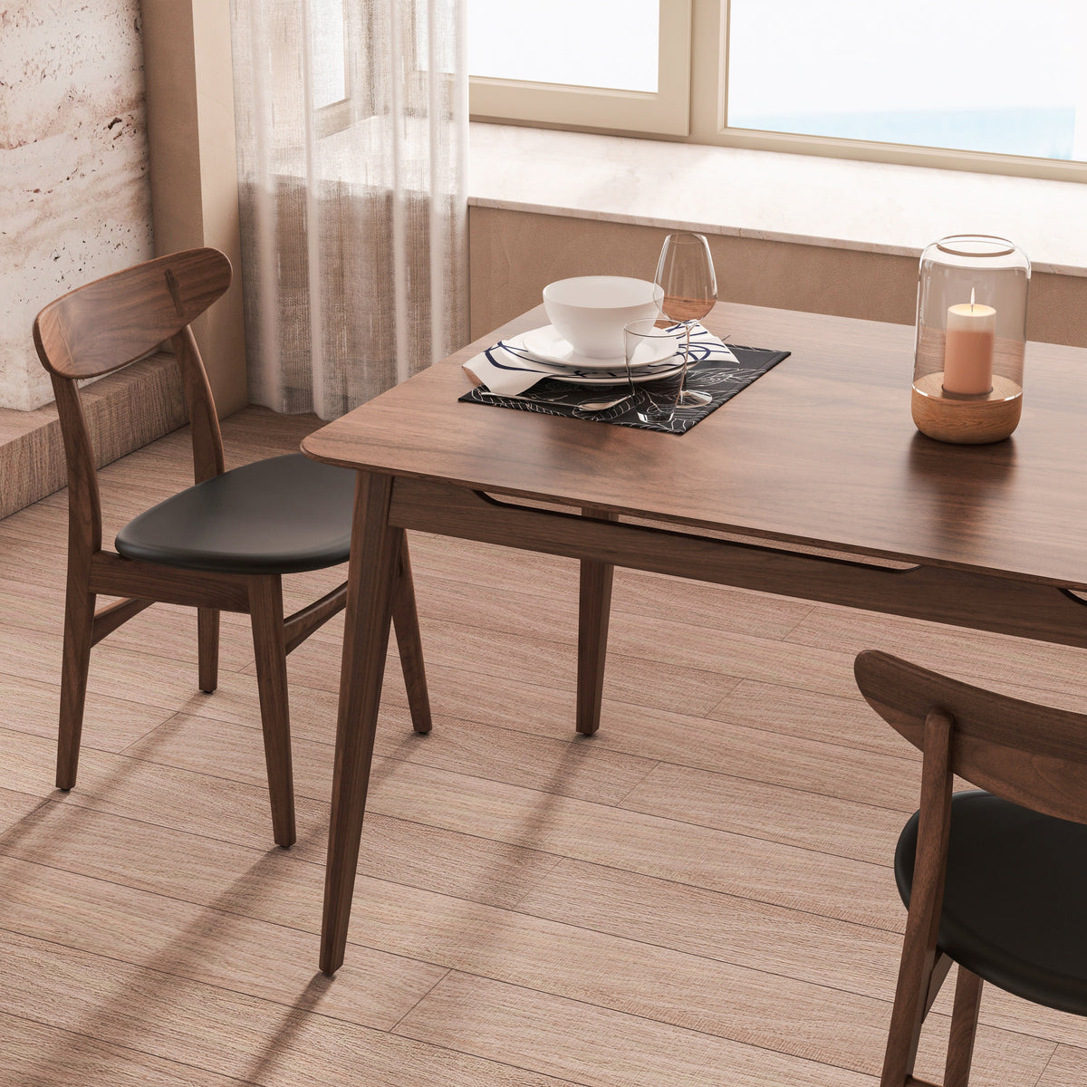 Isabella Mid Century Dining chair - Solid American Black Walnut