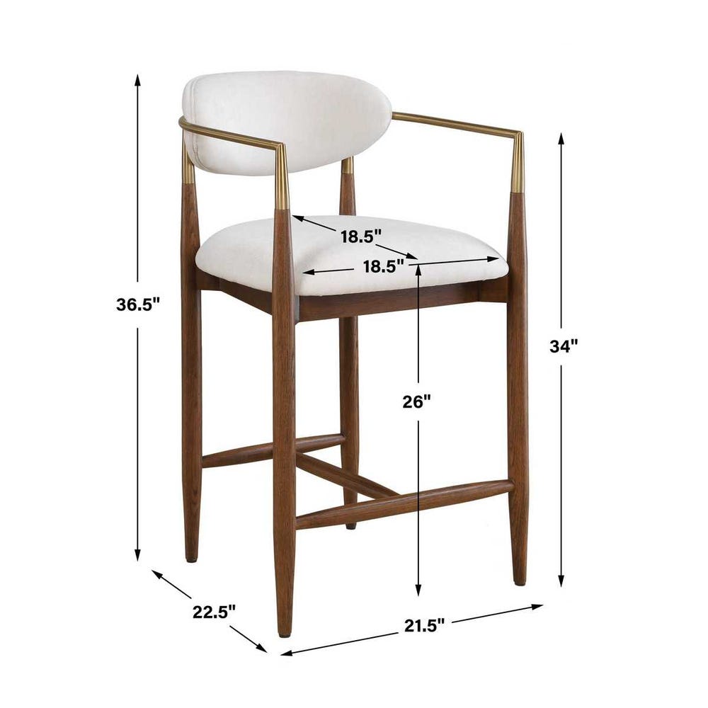 Rowan Walnut Velvet Counter Stool