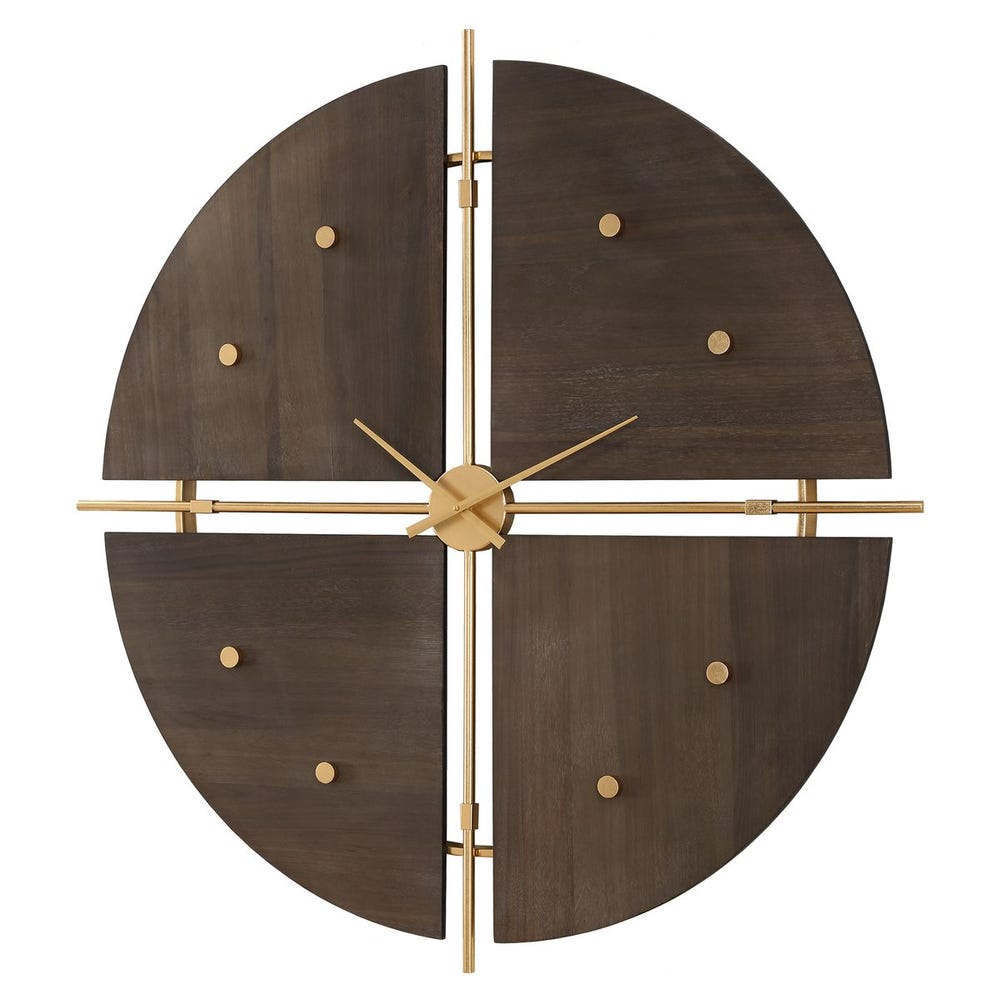 Walnut and Gold Oversized Wall Clock