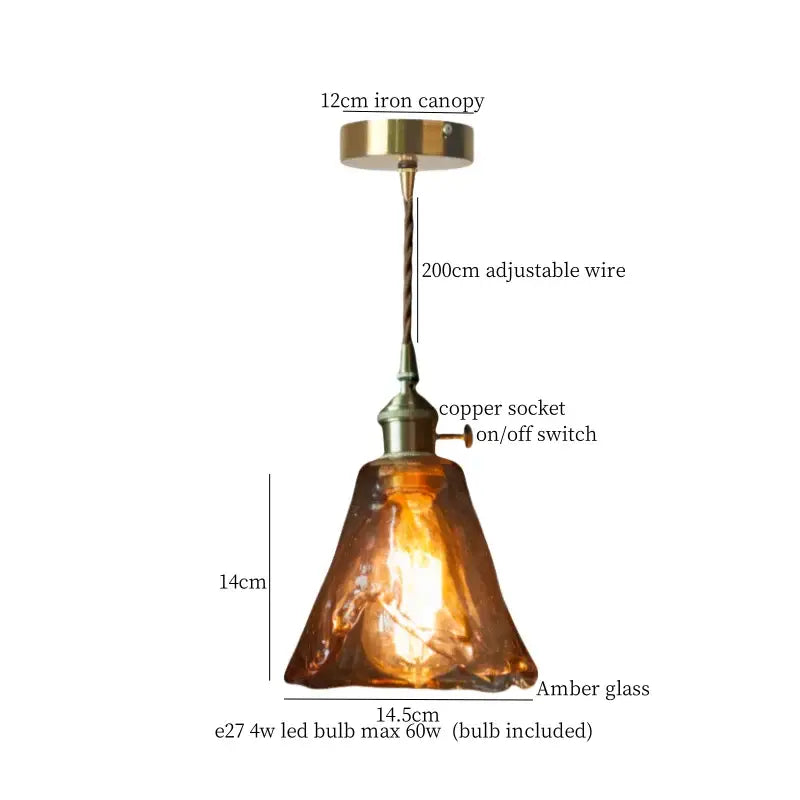 Warm brass cracked glass led pendant light for kitchen dining room