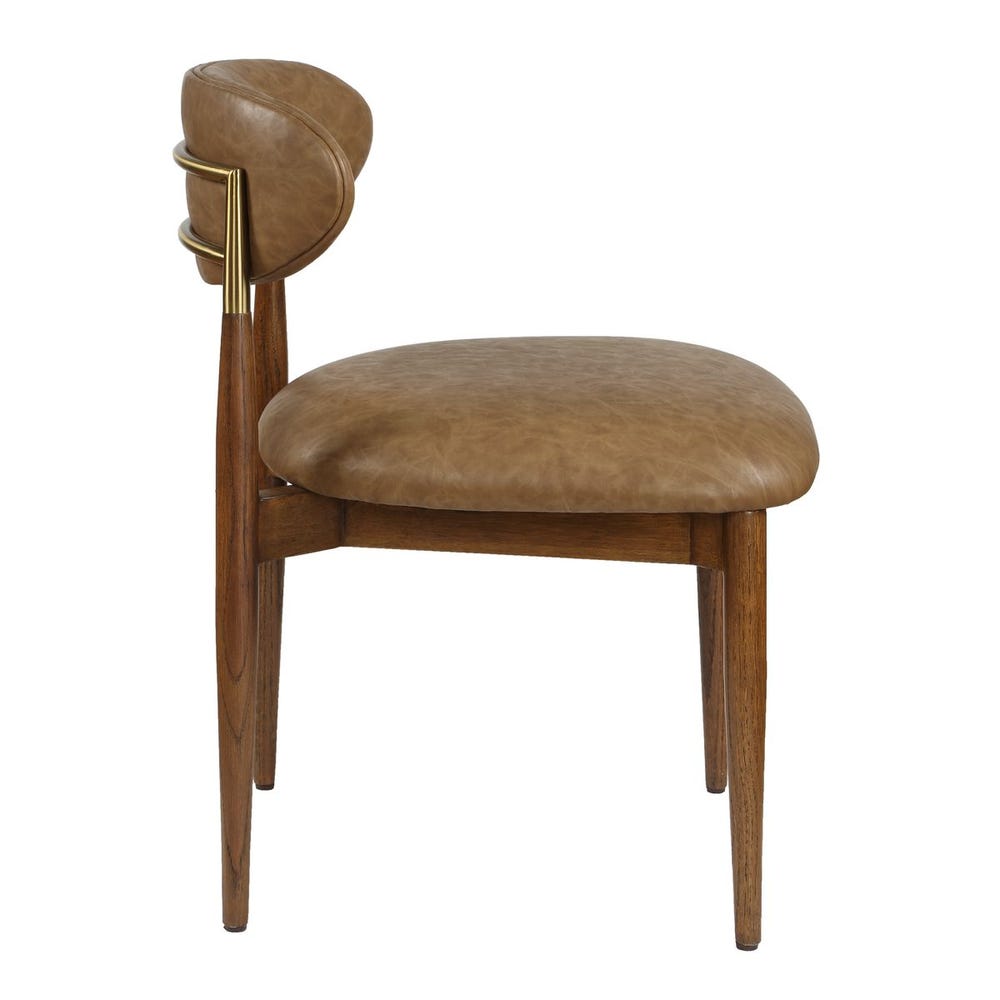 Waverly Camel Upholstered & Walnut Armless Dining Chair (Set of 2)