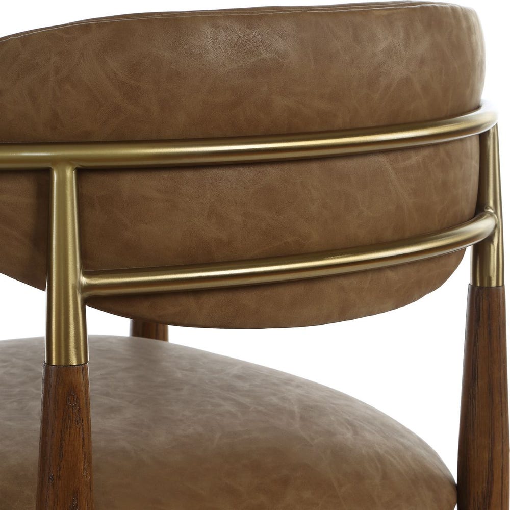 Waverly Camel Faux Leather & Walnut Dining Armchair (Set of 2)