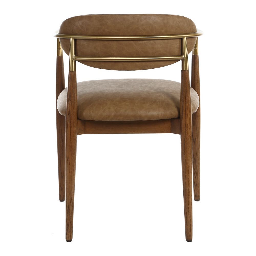 Waverly Camel Faux Leather & Walnut Dining Armchair (Set of 2)