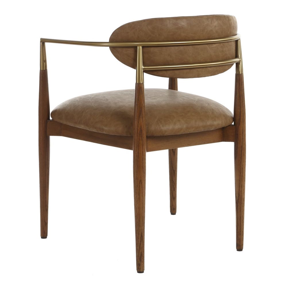 Waverly Camel Faux Leather & Walnut Dining Armchair (Set of 2)