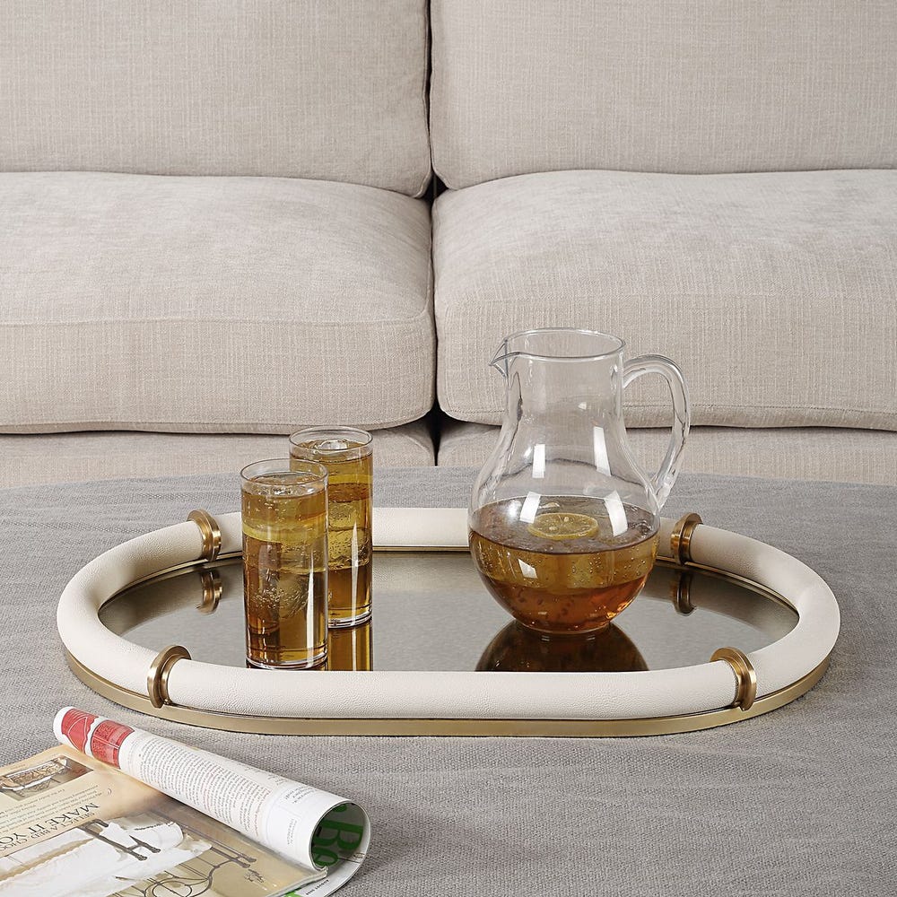 Cyprus Shagreen Mirror Oval Tray