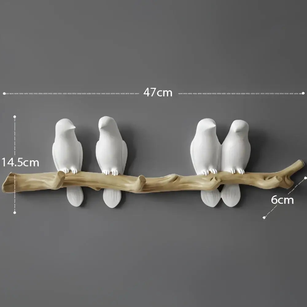 White decorbites bird resin hanger kitchen hook on wood branch