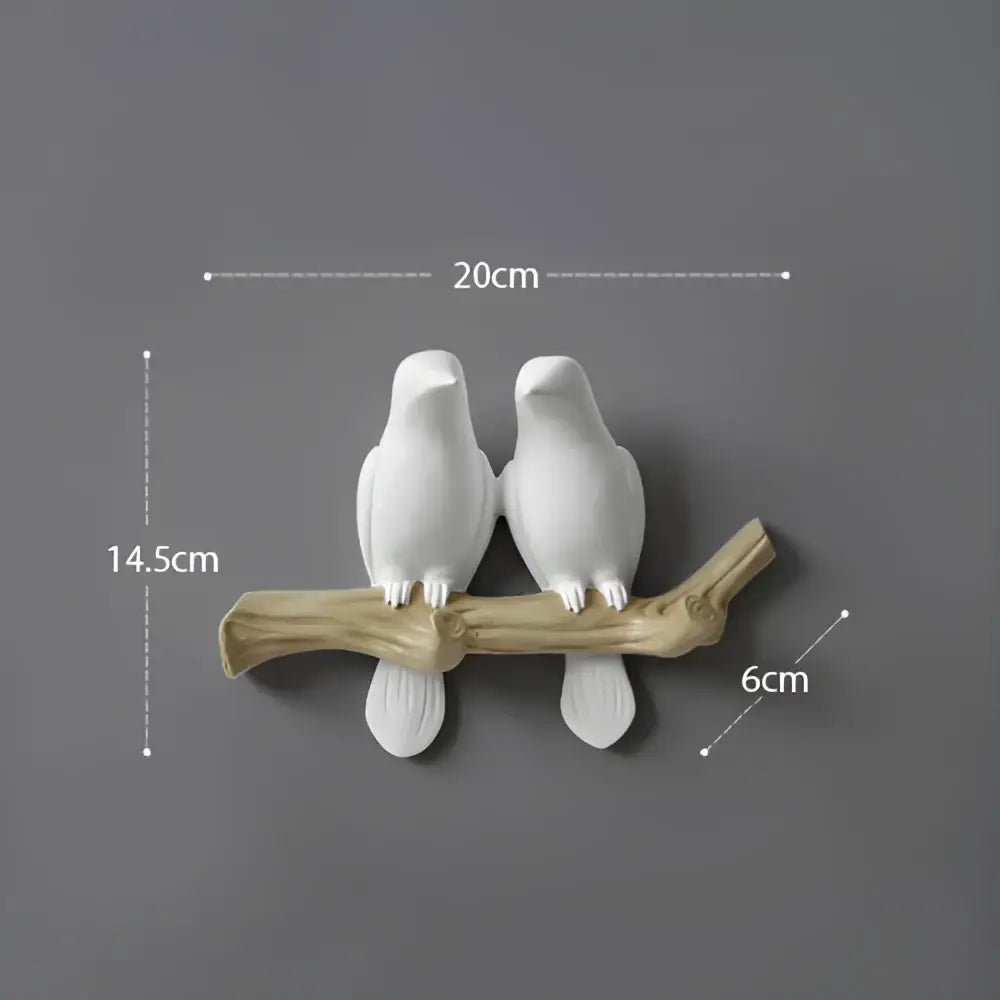 White decorbites bird resin hanger kitchen hook on wood branch